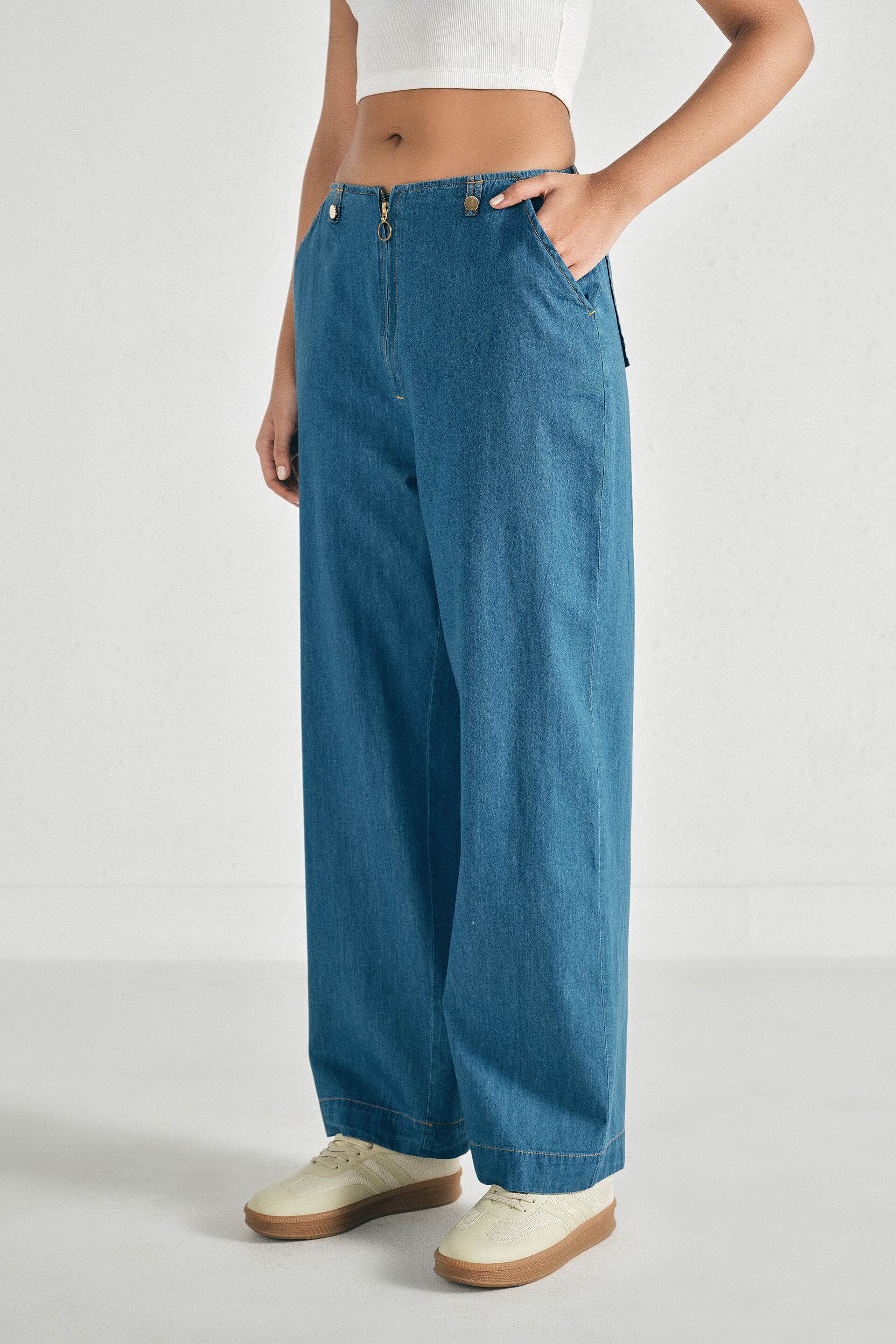Mid-Blue Denim Pants, Blue, image 3
